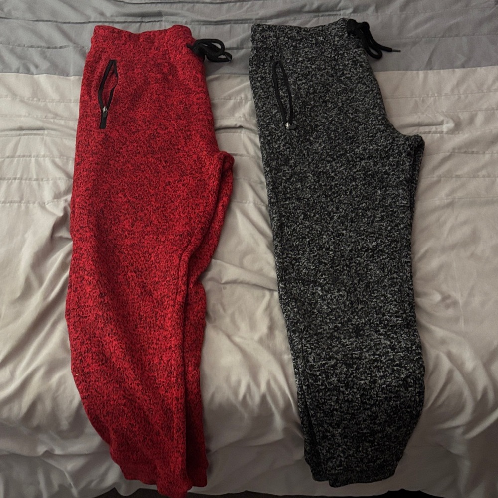 Cozy Kids' Red and Gray Joggers